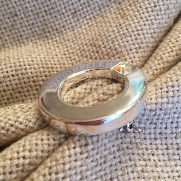 Silver Circle Pin Square Cut Glass Rhinestone - Picture 8 of 11